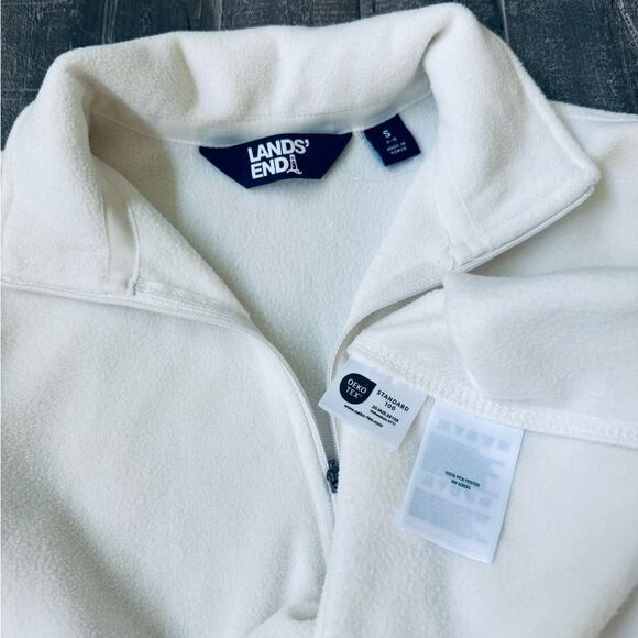 Lands End Women’s Ivory Off White Fleece Pullover Top S - Picture 2 of 3